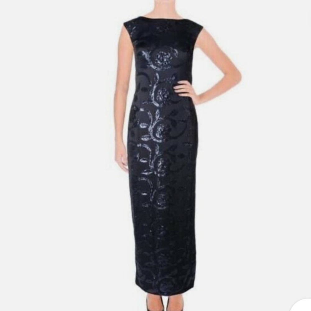 Lauren Ralph Lauren Sequin Floral Formal Gown NEW
